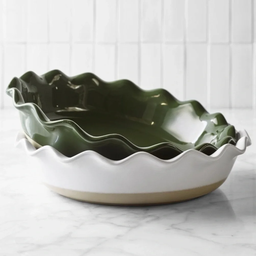 Emile Henry French Ceramic Artisan Ruffled 1 Pie Dish